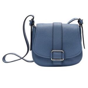Michael Michael Kors Maxine Saddle Bag in denim blue pebbled leather